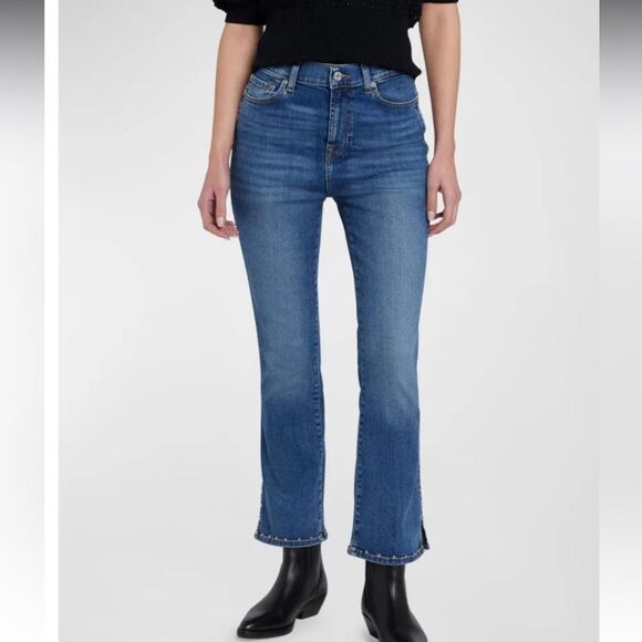 7 For All Mankind Blue Flare Jeans - Picture 1 of 14